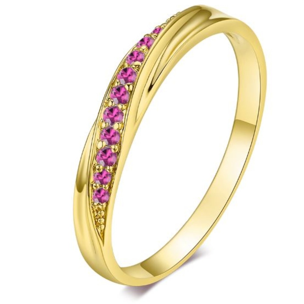 Pave 18k Yellow Gold Plated & Amethyst Zircon Ring